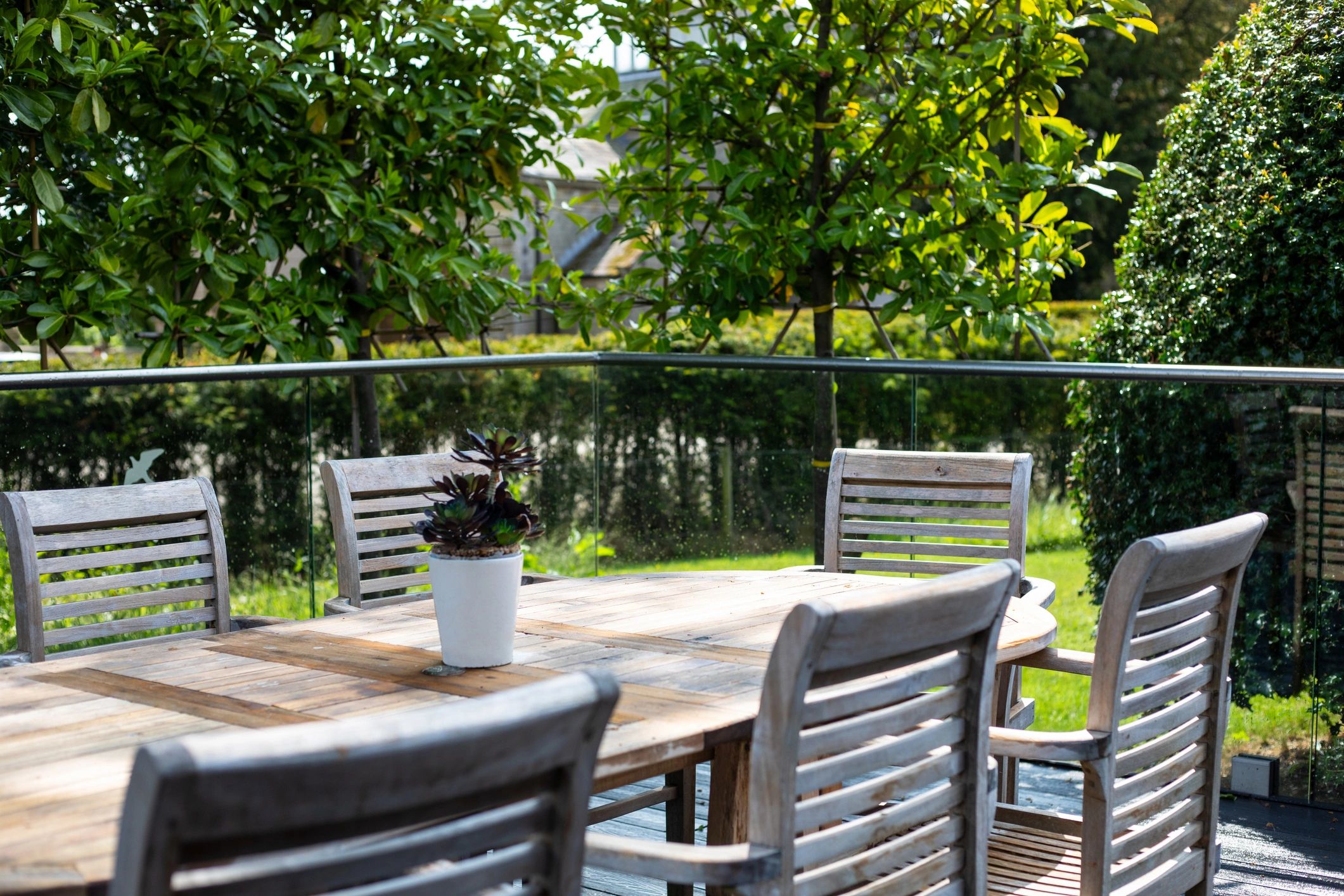 Outdoor deck and backyard living area