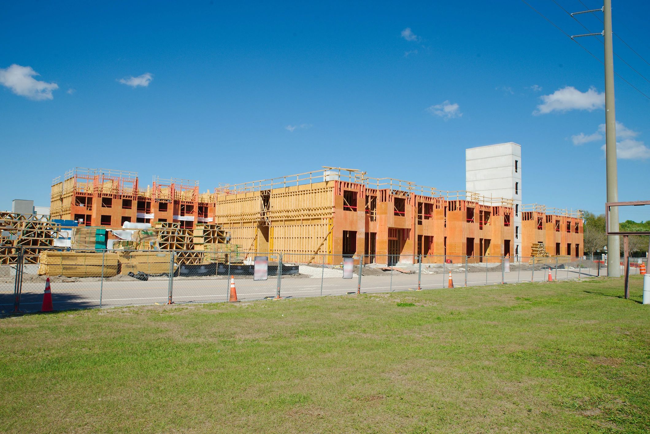 New Residential Building Construction Site With Wooden Framing