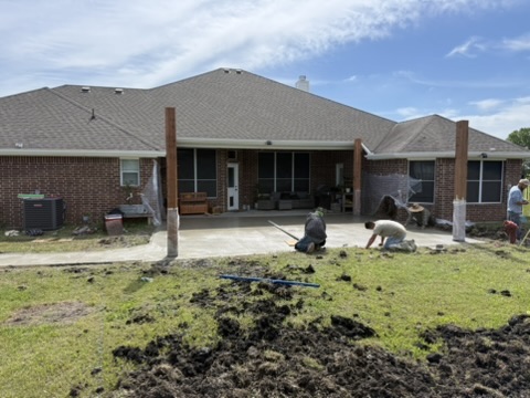 Apex Point Services crew building a pergola at a residential property in Rockwall County, Texas, serving Dallas-Fort Worth and North Texas homeowners